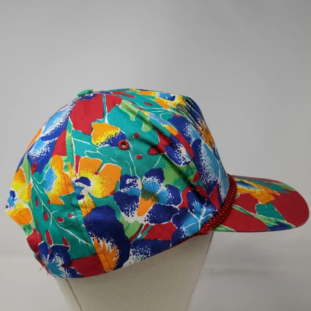 Nissin 5 Panel Red One Size St Croix US Virgin Islands Floral Tropical Rope Hat